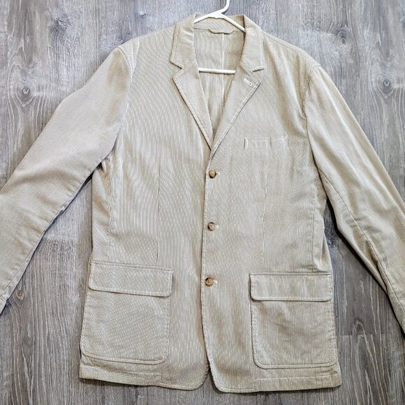 J. Crew Seersucker Suit JAcket Unstructured Sport Coat Blazer red/white size XL - Picture 1 of 11